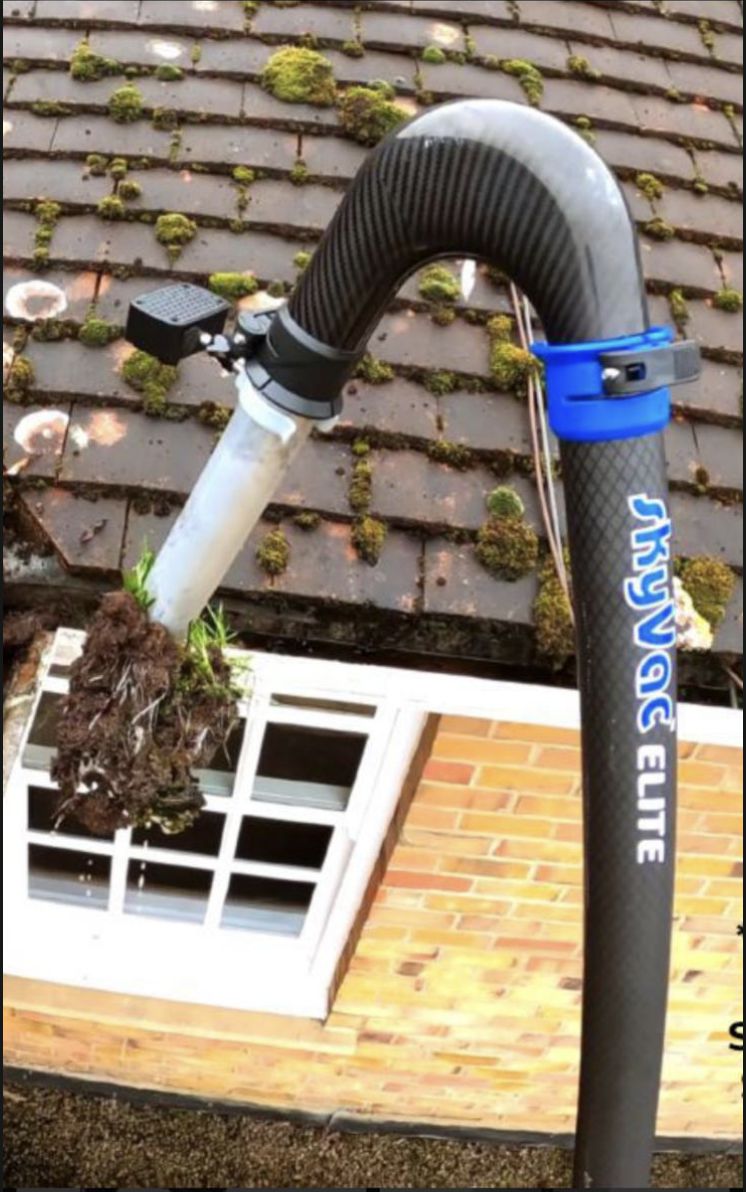 SkyVac industrial gutter vacuum system used by Dave Wood for professional gutter cleaning